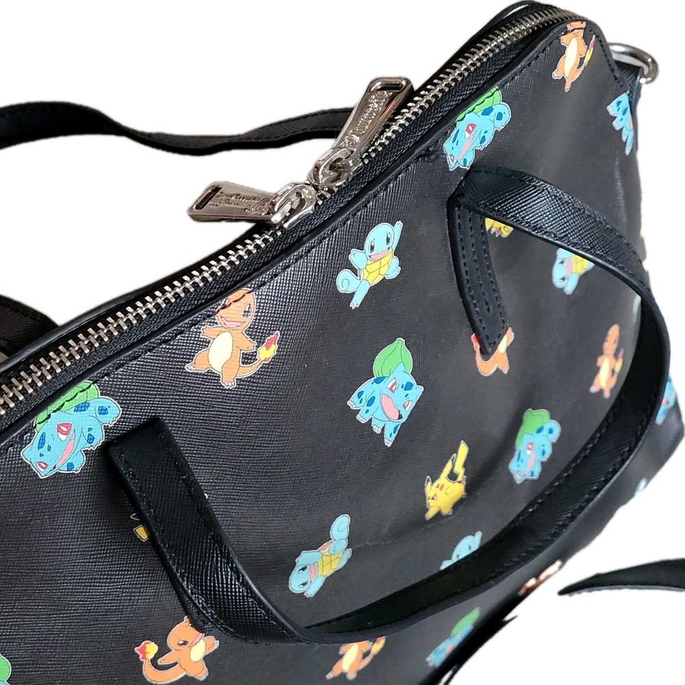 Loungefly Pokémon Black Purse RARE Retired All-Over Print Starters HEART LOGO - Picture 10 of 15